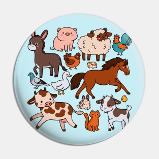 Cute farm animals illustration Pin