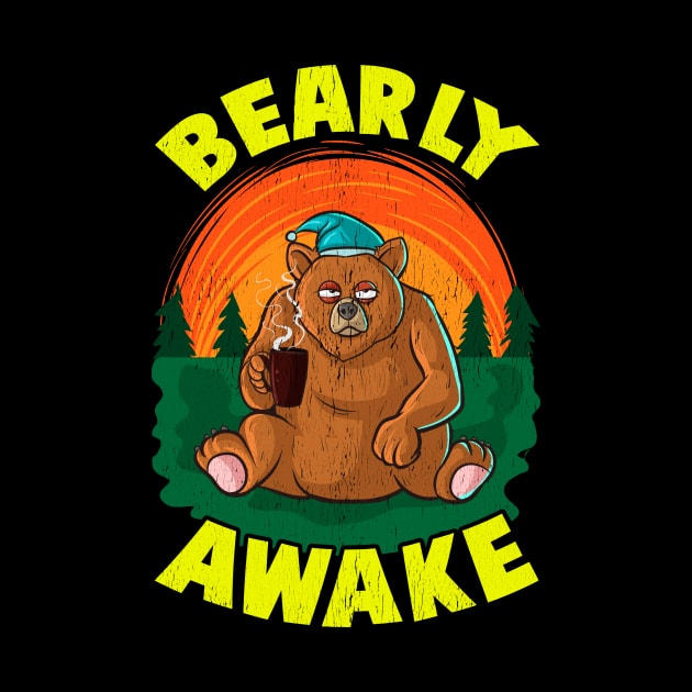 Bearly Awake Sleeping Bear Funny Barely Awake Pun by theperfectpresents