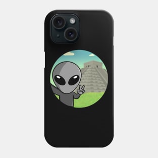 Gray Space Alien Selfie Chichen Itza Phone Case