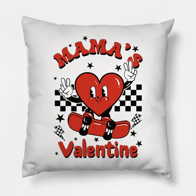 Retro Groovy Mama_s Valentine Cute Heart Boys Girls Kids Pillow by Neldy