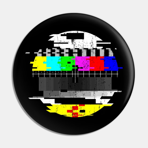 Vintage Glitched TV Test Card Graphic Pin by NeonSunset