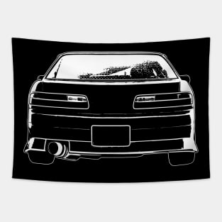 White Nissan Silvia S13 Back View Sketch Art Tapestry
