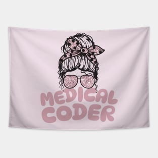 Medical coder messy bun Tapestry