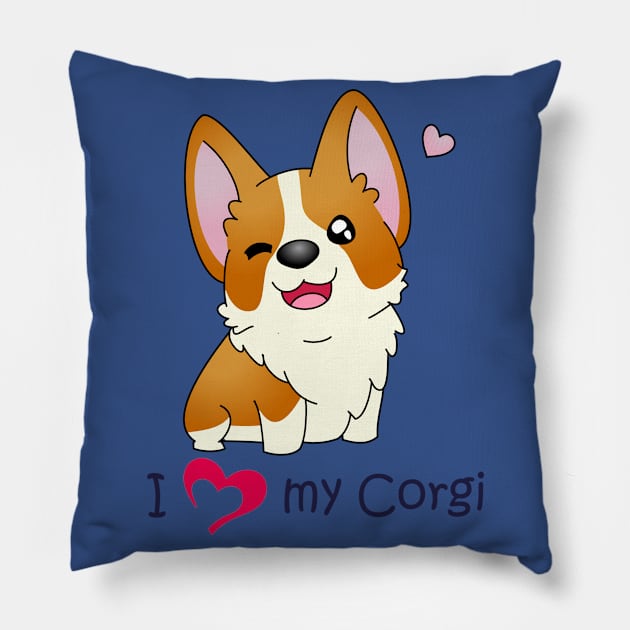 I * heart* my corgi Pillow by Ashkerdoodles