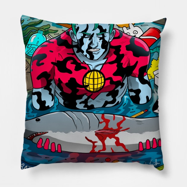 CAPTAIN PLANET SHARK Pillow by GOUP