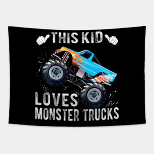 Kids This Kid Loves Monster Trucks Boys and Girls Tapestry