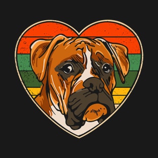 Vintage Heart Boxer Dog Lover Mom Dad Valentine Father Day T-Shirt