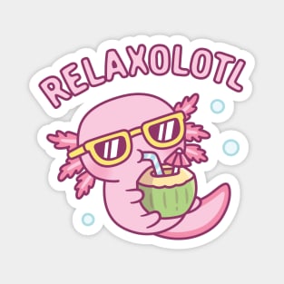 Cute Chilling Axolotl Relaxolotl Relax A Lot Pun Magnet