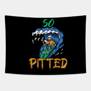 So Pitted Surfing Skeleton Tapestry