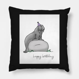 Walrus - Happy Birthday Pillow