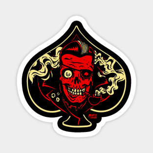 Ace of Spades - Psychobilly Undead Greaser Skull Magnet