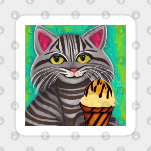 my happy cut cat love ice cream Magnet by jaml-12