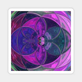 Mosaic Kaleidoscope Flower Pink and Purple Magnet