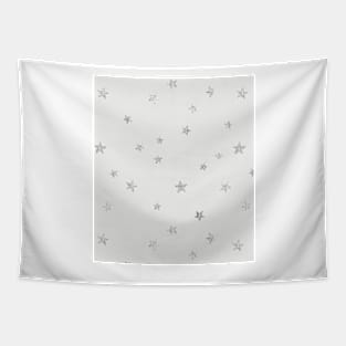 Pretty Y2K Glitter Stars Design in Silver Tapestry