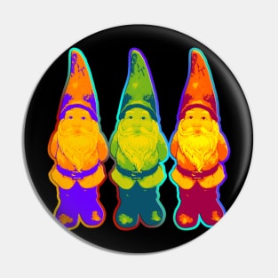 3 Garden Gnomes - Neon Style Painting Pin