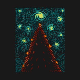 Starry Christmas Tree - Van gogh starry night T-Shirt