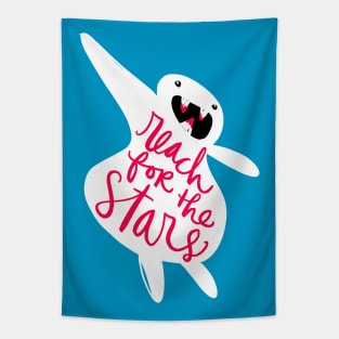 Reach For The Stars Monster: Funny Motivational Gift T-Shirt Tapestry