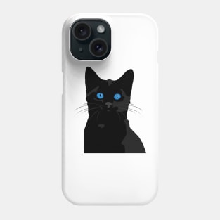 Black Cat with Blue Eyes Phone Case