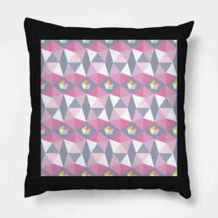 pentagons pink and silver Pillow