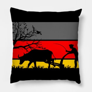 Farmer Plow Field Pillow