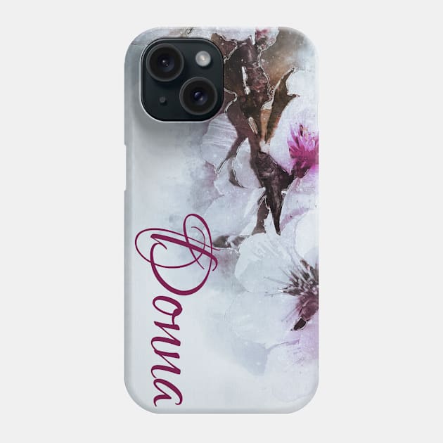 Cherry Blossom Designer Artwork Name Donna Phone Case by Qwerdenker