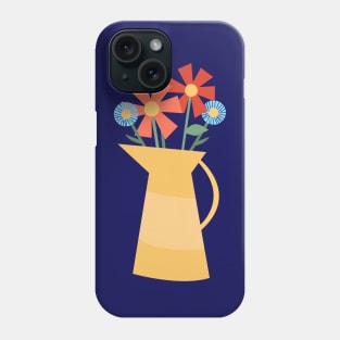 Geometrical flowers in a yellow vase Phone Case