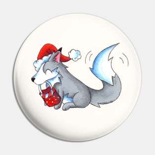 Secret Santa Wolf Pin