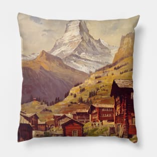 Zermatt Switzerland Vintage Poster 1900 Pillow