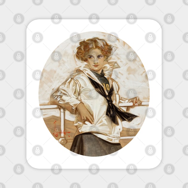 Lucky Woman, 1910 by Joseph Christian Leyendecker Magnet by immortalpeaches