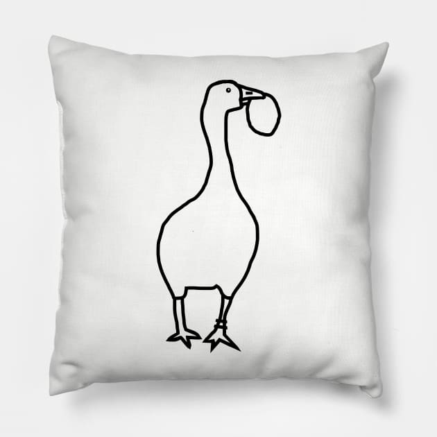 Goose Steals Easter Egg Minimal Line Drawing Pillow by ellenhenryart