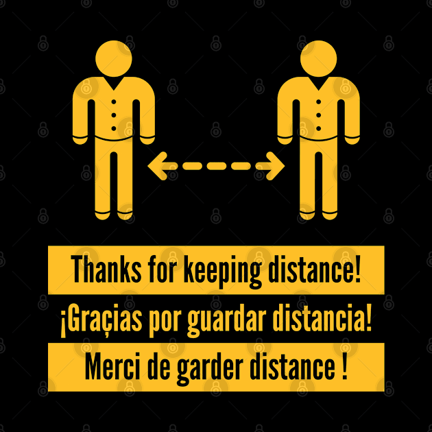 Thanks for keeping distance! (Corona Virus / Multilingual / Gold) by MrFaulbaum