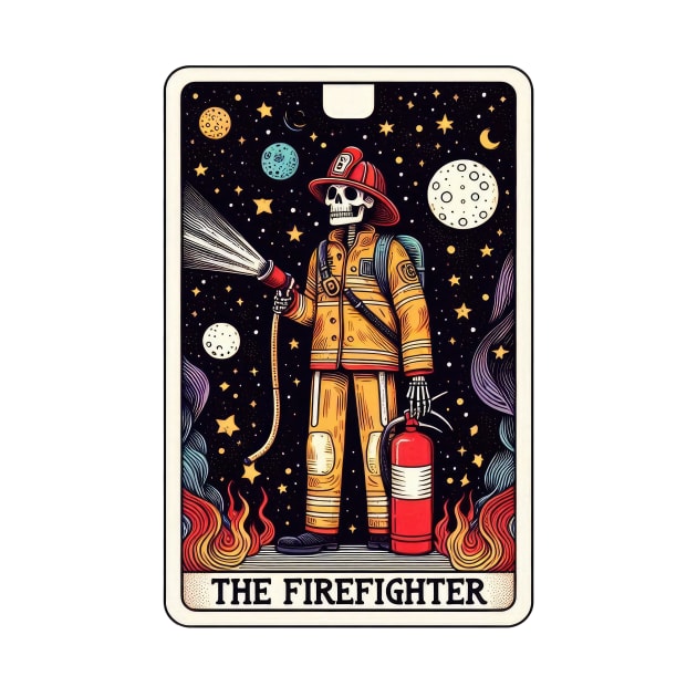 Cosmic Firefighter Hero Under the Stars Tarot Skeleton by ThatVibe