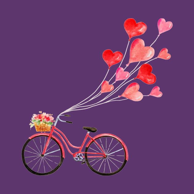Romantic pink bicycle with heart shaped balloons by pickledpossums