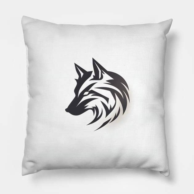 Frost Moon Wolf Shadow Pillow by 2088DesignLab