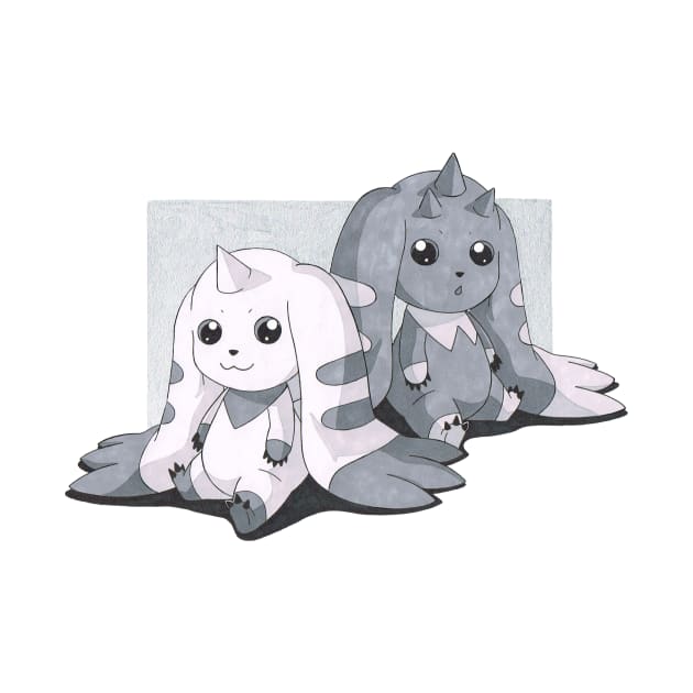 Terriermon and Lopmon by AnaMartins