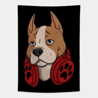 Pitbull Dog Headphones Tapestry