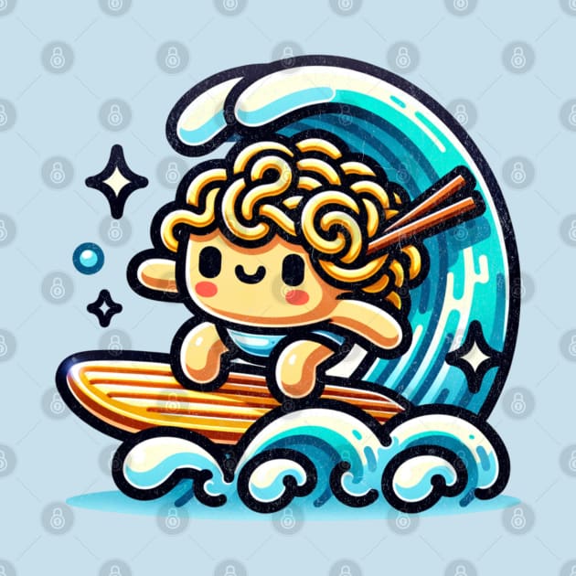 Kawaii Ramen Noodle Surfing by FunnyTee's