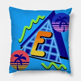 Initial Letter E - 80s Synth Pillow