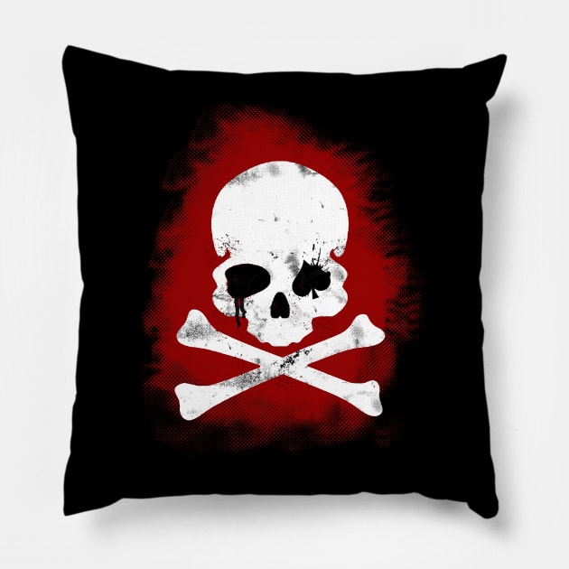 Dead Mans Hand Skull and Cross Bones Pillow by StudioPM71