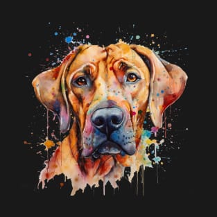 Rhodesian Ridgeback Bright Watercolor Painting T-Shirt