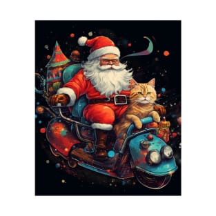 Santa Riding Cat Funny Christmas T-shirt man women T-Shirt