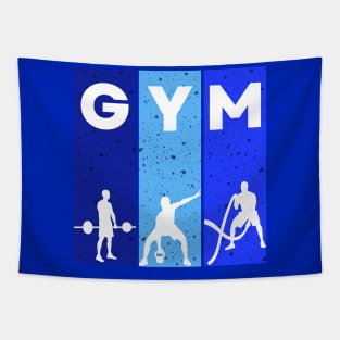 Blue GYM Typography Tapestry