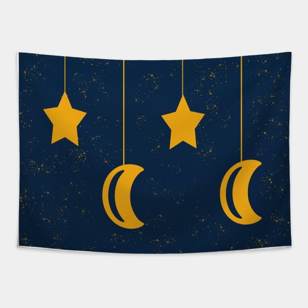 Stars and Moon Tapestry by PandLCreations