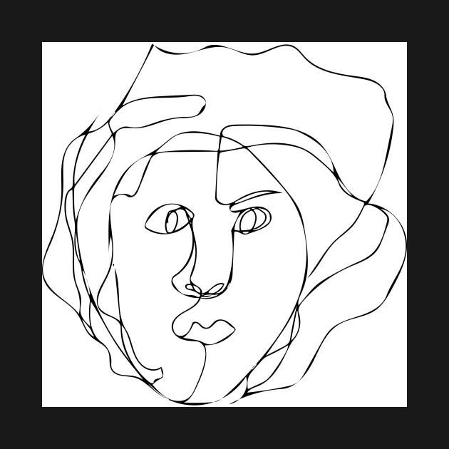 Blind contour drawing portrait by Radrenart