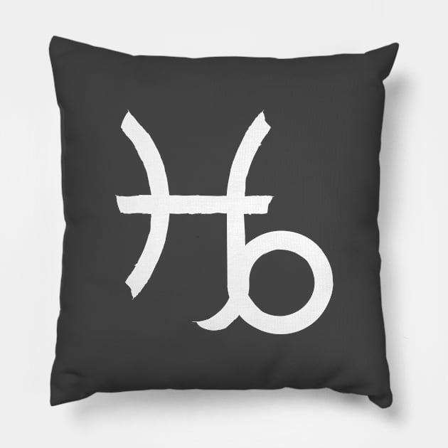 Pisces and Capricorn Double Zodiac Horoscope Signs (White) Pillow by Zodiafy