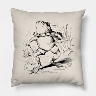 Cottagecore Frog Gentleman With Bowtie, Vintage Aesthetic Toad Pillow