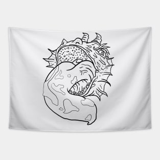 Scary Tongue Monster Horror Black Lineart Tapestry