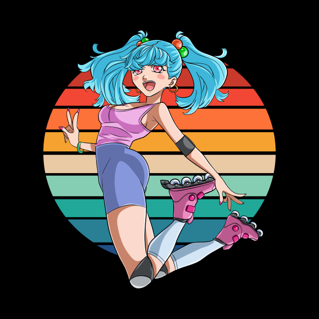 Roller Skate Girl Rollerblades Rollerblading Anime by Noseking