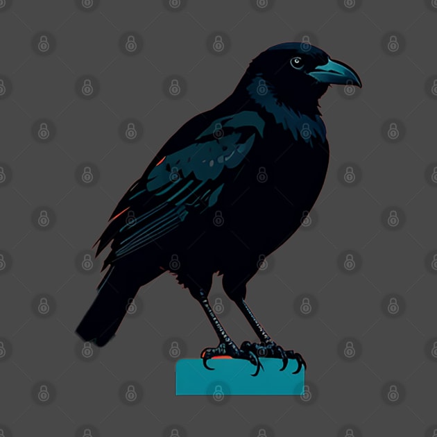 Cute Little Crow Standing on a Perch by CursedContent