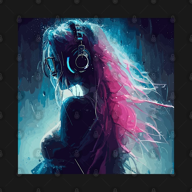 Beautiful pink hair woman in rain by TomFrontierArt